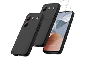 MIBZOR 3 in 1 Schwarz Hülle Kompatibel mit ZTE Blade A54 (6.6"), 1 Handyhülle und 2 Stück Schutzglas Panzerglas, Black Schutzhülle Weich Silikon Flexibel TPU Tasche Case