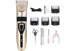 KTWO Dog Grooming Kit Clippers, Grooming for Cats, Dog Shaver, Cordless Pet Hair Thick Coats Clippers Trimmers Set(with Scissors)