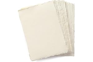 Wanderings Handgefertigtes Cremefarbenes Mixed-Media-Papier Im A5-Format Mit Büttenrand – 21x15 cm – 150 gsm – Farbiges Kaltpress-Strukturpapier Aus Recycelter Baumwolle Für Papierarbeiten – 50 Blatt