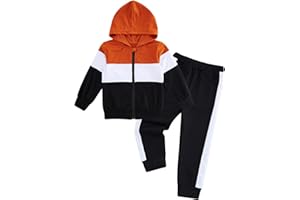 Swimnus Baby Boy Clothes Boys' Outfits Tracksuit Baby Clothing Sets Sweatshirt Patchwork Long Sleeve Hoodies + Long Pants 2Pcs Fall Winter Outfits Set with Zipper Elasticated Waist 18 Months-5 Years