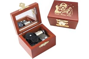 Youtang Carillon con meccanismo a carica in legno intagliato con castello di ululo, regalo musicale con specchio