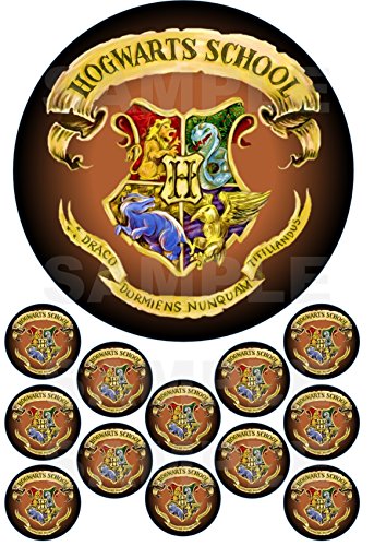 Tortenaufsatz mit Harry Potter Hogwarts Design bedruckt, rund, personalisierbar, Esspapier