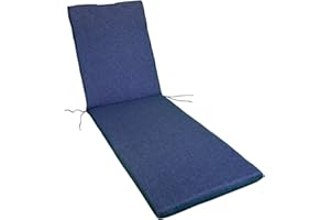GHIOCUSCINI Cuscino, per Sdraio, per Lettino Prendisole, per Esterni, da Giardino Lunghezza cm 73+110 Larghezza cm 57 h. 6 cm SFODERABILE Cotone/Poly (Blu)