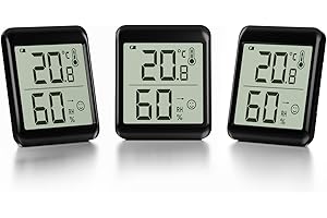 HOMVILLA 3 szt. Cyfrowy termometr higrometr wewnętrzny mini termohigrometr miernik termohigrometr pomiar temperatury i wilgotności w domu Pomiar środowiska domowego