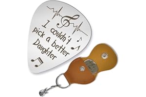 arricraft 1 Pc Stainless Steel Guitar Pick, I Couldn't Pick a Better Daughter Pick Plectrums with Brown Leather Holder Bass Rock Pick Accessories for Graduation Birthday Gift