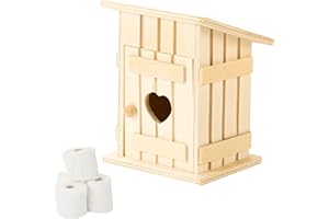 KERUHSCI Wichtel Toilettenhäuschen,Miniatur Toilettenhäuschen Wichtel Toilette Wichtel Klopapier Wichtel Zubehör Wichtel Baustelle Wichtelzubehör Holzhaus Wichtel