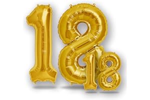 FUNXGO Palloncino Numero 18 Oro - due pezzi Uno grande e uno piccolo - Palloncini Compleanno Anni - Feste Decorazione di Compleanno Palloncino (Oro 18)