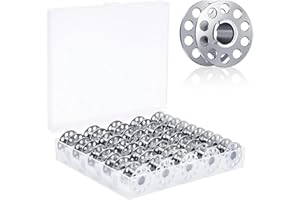QHKLEW Canette Metal Machine a Coudre, 25 pcs Machine à Coudre de Canette Vide avec Boîte de Rangement, Canettes de Fil Métallique, Métal Boîtier Canette Compatible, avec la Plupart des Machines à Coudre