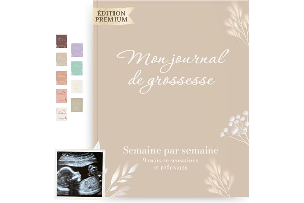 HuBorns - Journal de Grossesse pour Capturer Chaque Moment Hebdomadairement, Livre Grossesse Future Maman, Espace pour Photos et Ultrason et pour Préparer l'Accouchement