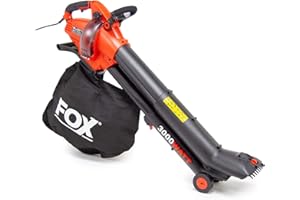3000w Leaf Blower Garden Vacuum 45L Collection Bag 12m Power Cable Fox 4 in 1 Electric Telescopic Blower Vac Shredder Lightweight with Rake & Macerating Blades - 2 Years Warranty