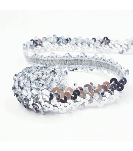 Nastro Paillettes Argento Singola Faccia - 10 Metri Per Decorazioni Abiti E Casa - Foto 9