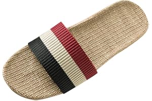 Yowablo Pantoufles Femmes/Hommes Mode Anti-dérapant Lin Maison Intérieur Bout Ouvert Chaussures Plates Plage