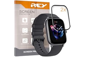 REY (2 sztuki) 3D Oraniacza Ekranu do AMAZFIT GTS 3 - AMAZFIT GTS 4, Czarny, szkło folia, 3D / 4D / 5D