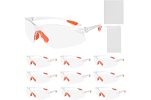 HOCUCHELAND 10 Stück Schutzbrille, Schutzbrille Arbeitsschutzbrille Transparent mit Brillentuch und Brillenbeutel, Langlebig Safety Glasses Kratzfeste Für Damen/Herren/Kinder