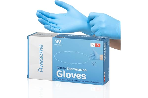 WALDENT Nitrile Medical Disposable Examination Gloves Small Pack of 80 pieces Powder Free Blue Gloves Ambidextrous Tear Resistant Medical Grade for Healthcare Dental and General Use