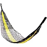 CRM TRADERS Handcrafted Nylon Rope Swing Hammock Garden Net Mesh Bed for Camping & Activities (Black&Basanti)