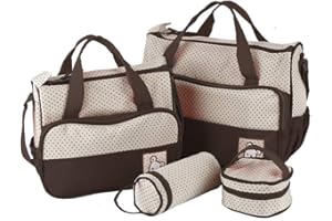 MUPAI Ensemble de sacs à langer 5 pièces, Sac à langer pour couches, pour bébés de 0 à 4 ans (Marron)