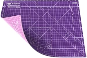 ANSIO Craft Tapis de découpe auto-cicatrisant A2 double face 5 couches – Quilting, couture, tissu et papercraft – Impérial/métrique 22,5 pouces x 17 pouces / 59 cm x 44 cm – Violet royal/rose œillet