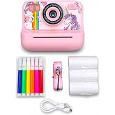 &Ccedil;ocuklar i&ccedil;in Mini Dijital Fotoğraf Makinesi Termal &Ccedil;ıktı Alan Pembe | 2.4 in&ccedil; IPS Ekran, Anında Baskı, MP3 Oynatıcı, Oyun ve