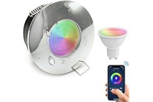 Planetitaly Faretto incasso IP65 SMART WiFi controllo vocale 5W GU10 RGB CCT da 2700K a 6500K cromoterapia luci box doccia 230V (Silver cromato)
