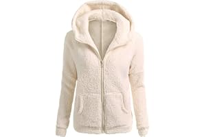LIKEYIFUTOP Sweat à Capuche Zippé Femme Veste Polaire Pull à Manche Longue AVCE Poche Manteau Polaire Femme Hiver Chaud Chic