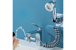 Pure 4Home - Aireador Grifo con Manguera y Alcachofa con Cepillo | Función 3 en 1, Fácil Instalación, Para Grifos de Lavabo y Cocina | Aireador Grifo Cocina Fregadero | Aireador Grifo Lavabo