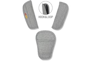 SeedFuture Protecteur Ceinture de Sécurité pour Bébé et Coussin d'entrejambe Gris 3 pièces, Universel Doux Poussette Housse de Ceinture de Siège de Landau pour Nourrissons Enfants