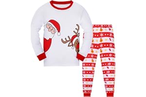 Codkkre Pigiama Natale Bambino e Bambina Pigiami Natalizio Ragazzo Due Pezzi in Cotone Unisex Bambini e Ragazzi 2-12 Anni