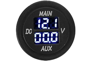 MASO Car Motorcycle DC 12-24V Dual LED Digital Round Panel Voltmeter Ammeter Amp Volt Meter Guage(Blue)