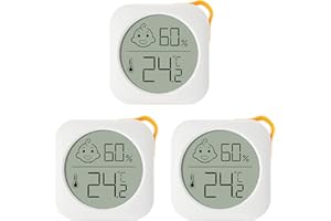 Flintronic Igrometro Termometro per Interni, 3 Pezzi Mini Igrometro Termometro Digitale con Emoji, per Casa Monitor di Temperatura e Umidità per Ambienti, per Casa, Ufficio, Rettile, Asilo Nido