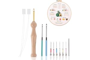 LLOUSSAK Set di 12 aghi per punch, set di aghi da ricamo regolabili, con ago di ricambio, tubi di ricambio, punch needle Starter Kit Punch Needle Kit da ricamo per ricamo a punto croce, principianti