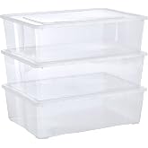 Grizzly 3 x 25 L Large Storage Boxes with Clear Lid - Clear Stackable Boxes with Ventilation