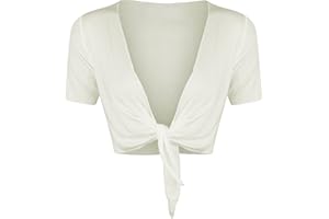 CANDID STYLES Womens Ladies Cap Short Sleeve Shrug Tie Up Front Crop Bolero Cardigan 8-22