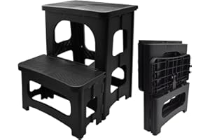 JNUYISW Taburete de 2 Escalones, Portátil Taburete Escalera Plegable con Pedales Antideslizantes Capacidad de Carga de 150 kg Escalera 2 Peldaños para Cocina, Hogar, Oficina, Exterior