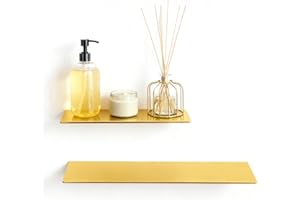 ‎WOMAMNY Womamny Duschregal, Duschablage Ohne Bohren, 2 Stück Badezimmer Regal 50cm & 30cm, Duschkorb Ablagen Aluminum Selbstklebender Wandregal für Bad Küche Wohnzimmer Zimmer, Gold