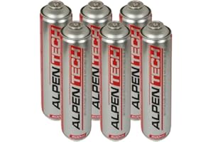 Alpentech – Pack de 6 cartuchos de gas 330 g Butano propano mix 600 ml de caramelo gas universal válvula 7/16