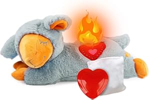 ALL FOR PAWS Little Buddy,Peluche per cani con battito cardiaco, sollievo dall'ansia, aiuto comportamentale per animali domestici (pecora grigia con battito cardiaco + borsa calda)