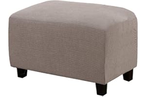 WINS Fodera per poggiapiedi rettangolare ottomano, fodera per pouf quadrata estensibile, per divano e pouf rettangolare, colore: marrone