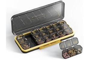 ROWNYEON Weekly Pill box Organiser Pill Boxes 7 day 3 times a day,Portable Daily Tablet Organiser Pill Dispenser with 21 Copartments to Hold Vitamins, Cod Liver Oil, Supplements and Medication,Black
