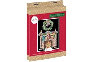 Simply MAKE Sequin Craft Kit - Christmas Fireplace Design for Kids and Adults, Vibrant Sequins for Mosaic Crafts, Pin Art Sequins for Crafting, Perfect for Adult Crafts - Sequin Art & Craft Kit