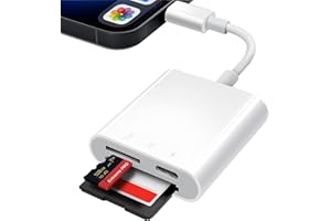 ALIKIAI SD Card Reader for iPhone iPad, 2 in 1 Memory Card Reader Adapter, Camera Card Viewer with SD & TF card slots, Plug and Play