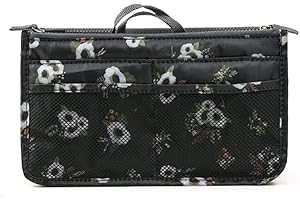 NOVAGO Organiseur Pochette Sac de Rangement intérieur pour Sac à Main ou Sac de Voyage (Divers Coloris Disponibles (Fleurs 2)