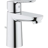 Grohe Bauedge - Grifo de lavabo con barra de tracci&oacute;n, vaciador autom&aacute;tico y EcoJoy, tama&ntilde;o S (Ref. 23802000)