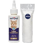 Veturel Kedi Y&uuml;z Temizleme Sol&uuml;syonu Kedi Aknesi G&ouml;zyaşı Lekesi &Ccedil;ene Aknesi 100ml Disk Pamuk 50li
