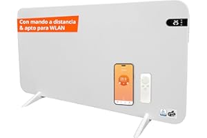 Könighaus Calefactor infrarrojo dual inteligente de 600 W con control Wi-Fi a través de aplicación y mando a distancia, incluye patas para toallero y material de fijación Color: Blanco