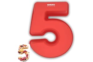 MARUKO Cake Mould Numbers Silicone Baking Mould Numbers Large 3D Number Cake Baking Mould Number 5 DIY Children's Birthday Wedding Anniversary Birthday Cake Number Baking Mould