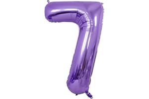 UNISUN Purple 7 Balloons 40 Inch Large Foil Number 7 Balloons Purple Big Helium Balloon Birthday Foil Balloon Party Decorations Supplies (Purple Number 7）