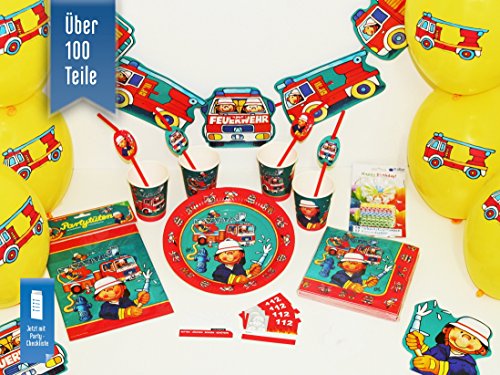 Basic-Partyset Feuerwehr für 12 Kinder