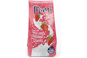 Mimi Mjölkblandning jordgubbstål, 2 x 400 g, löslig i varm och kall mjölk, mjölkblandning med fruktsocker, jordgubbssmak, pulver för mjölk med mycket bra löslighet