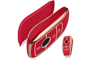 ZTANRWQ Funda para Llave De Coche Inteligente, Funda para Llave De Coche, Adecuada para S, E, C, A Clase AMG Llavero Funda para Llave (Oro Rojo)